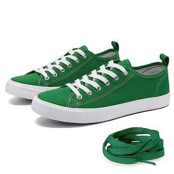 The Fashion Supply Skylar Canvas Women's Sneakers - Canvas Shoes for Women Sneakers, Comfortable Sneakers for Women, EmeraldGreen, 9