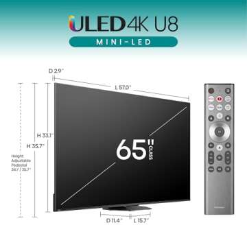 Hisense 65-Inch Class U8 Series Mini-LED Smart TV - 4K UHD, QLED, Game Mode Pro