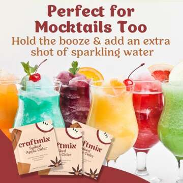 Craftmix Spiked Spiced Apple Cider Mix, Makes 12 Drinks, Vodka Cocktail Mixer, Instant Skinny Cocktail and Mocktail Mix - With Real Fruit - Vegan Low Carb, Low Sugar, Non-GMO, Gluten Free, Easy to Mix