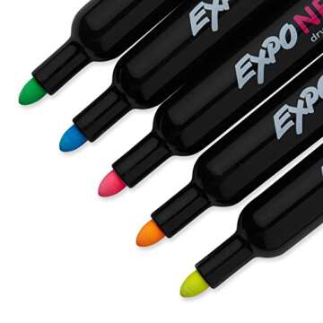 Expo Neon Dry Erase Markers, Bullet Tip, Assorted Colors, 5 Count