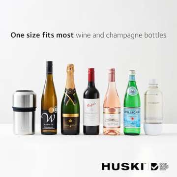 Huski Wine Chiller | Award Winning Iceless Design | Keeps Wine Cold up to 6 Hours | Wine Accessory | Next Generation Ice Bucket | Fits Some Champagne Bottles | Perfect Gift for Wine Lovers (White)