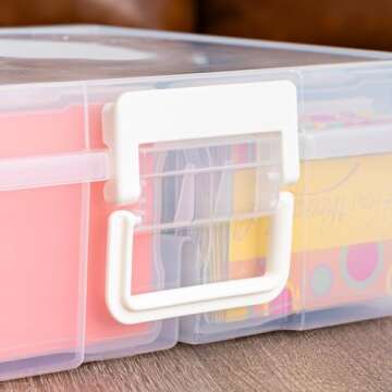 IRIS USA 4"x 6" Photo Storage Box Container Keeper Organizer, 1-Pack, Main Container with 16 Organization Cases for Pictures Crafts Scrapbooking Stationery, Protection Organization, Clear