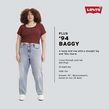 Levi's 94 Baggy Jeans for Women, Black Stonewash