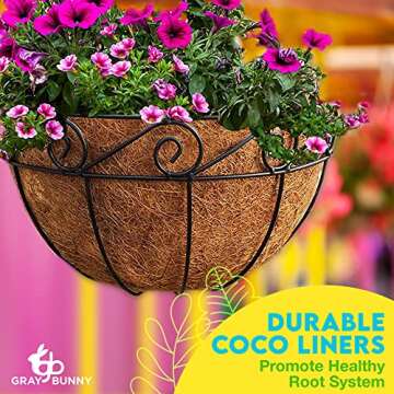 Hanging Planters for Outdoor Plants (2 Pack) 14" Extra Deep Hanging Baskets for Plants Outdoor, Outdoor Hanging Planters with Coco Liners, Heavy Duty Metal Watering Hanging Flower Basket Planter