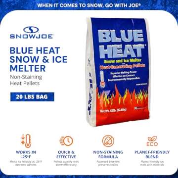 Snow Joe Blue Heat Snow & Ice Melter, Heat Generating Pellets, Non-Staining, 20 Lb Bag