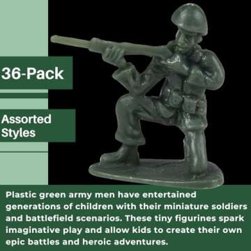 U. S. Toy Green Army Men Toy Soldiers Set, Classic Military Action Figures for Kids, Imaginative Play, Party Favors, and Collectibles – 36 Piece, Toddler Toys for 3 Years & Up