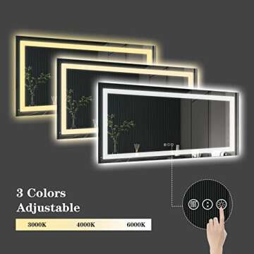 Amorho LED Bathroom Mirror 55"x 30", Backlit + Front-Lighted Vanity Mirror, Dimmable Bathroom Mirrors for Wall, Anti-Fog, Memory, 3 Colors, Double LED Lights, Shatter-Proof, ETL Listed