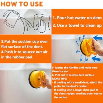 Tricess Dent Puller, Car Dent Puller Suction Cup (2 Small + 1 Large), Car Body Paintless Dent Removal Repair Tool, Suction Cup Handler Lifter for Moving Mirror, Glass and Tiles, Orange