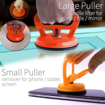 Tricess Dent Puller, Car Dent Puller Suction Cup (2 Small + 1 Large), Car Body Paintless Dent Removal Repair Tool, Suction Cup Handler Lifter for Moving Mirror, Glass and Tiles, Orange