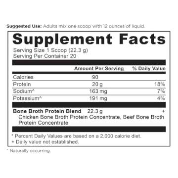 Ancient Nutrition Bone Broth Protein Powder, Pure Flavor, 20 Servings Size