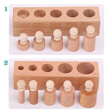 Thoth Montessori Knobbed Cylinder Socket Montessori Materials Wooden Cylinders Ladder Blocks Educational Wooden Toy Montessori Education Toy Family Version