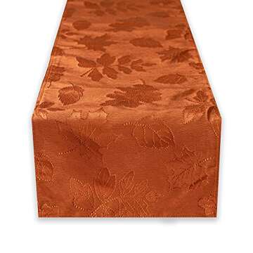 Benson Mills Harvest Legacy Damask Fabric Table Runner for Fall, Harvest, and Thanksgiving (Rust/Burnt Orange, 13" x 72" Table Runner)