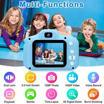 GKTZ Toys for Girls Age 3-8, Kids Camera Digital Video Toddler Camera Children Camcorder Birthday Gifts for 3 4 5 6 7 8 Year Old Girls with 32GB SD Card