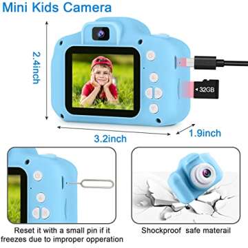 GKTZ Toys for Girls Age 3-8, Kids Camera Digital Video Toddler Camera Children Camcorder Birthday Gifts for 3 4 5 6 7 8 Year Old Girls with 32GB SD Card