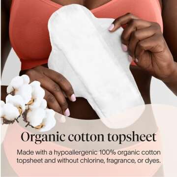 Cora Organic Pads | Ultra Thin Period Pads with Wings | Overnight Absorbency | Ultra-Absorbent Sanitary Pads for Women | 100% Organic Cotton Topsheet (18 Count)