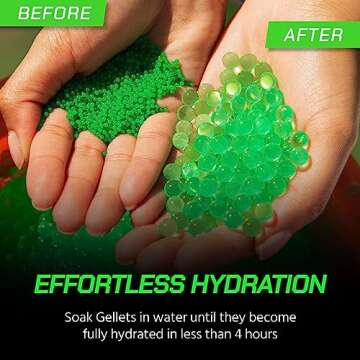 Gel Blaster Gellets Refill Ammo, 100,000 Green Gellets - All-Natural Eco Friendly, Non-Toxic, Non-Staining & Non-Irritating Water Based Gel Balls - Made Specifically for Gel Blaster