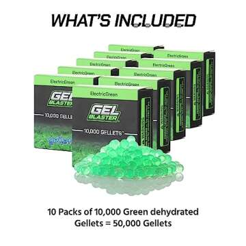 Gel Blaster Gellets Refill Ammo, 100,000 Green Gellets - All-Natural Eco Friendly, Non-Toxic, Non-Staining & Non-Irritating Water Based Gel Balls - Made Specifically for Gel Blaster