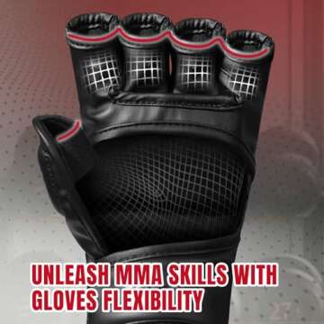 Liberlupus MMA Gloves for Men & Women, Martial Arts Bag Gloves, Kickboxing Gloves with Open Palms, Boxing Gloves for Punching Bag, Sparring, Muay Thai, MMA