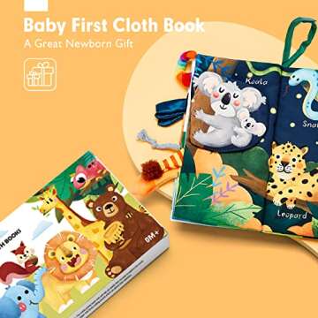 Baby Books 0-6 Months,Infant Tummy Time Toys High Contrast Sensory Baby Toys 6 to 12 Months Touch Feel Book Gift Christmas Stocking Stuffers for Boys Girls 0-3 Months Book Early Learning Stroller Toy