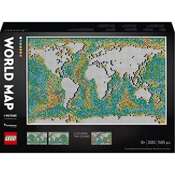 LEGO® Art World Map 31203 Building Kit; Meaningful, Collectible Wall Art for DIY and Map Enthusiasts