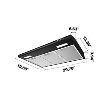 CIARRA 30" Under Cabinet Ductless Range Hood with Anti-Fingerprint Design