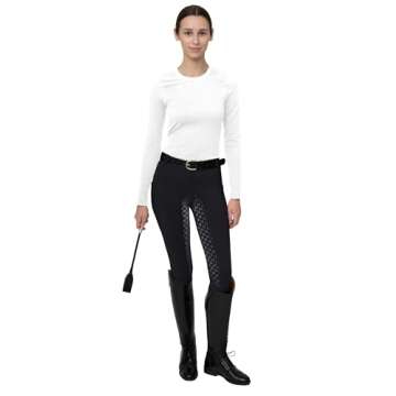 FitsT4 Sports Women's Full Seat Riding Tights Active Silicon Grip Horse Riding Tights Equestrian Breeches Black Size M