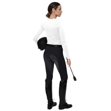 FitsT4 Sports Women's Full Seat Riding Tights Active Silicon Grip Horse Riding Tights Equestrian Breeches Black Size M