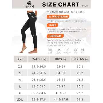 FitsT4 Sports Women's Full Seat Riding Tights Active Silicon Grip Horse Riding Tights Equestrian Breeches Black Size M