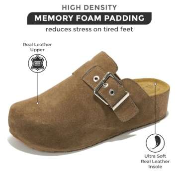 Project Cloud Clogs for Women - Memory Foam Women's Mules & Clogs, Wedges Heels for Women - Platform Clogs for Women Footwear, Womens Clogs - Mules for Women 2024 (Rhona, Taupe, 7)