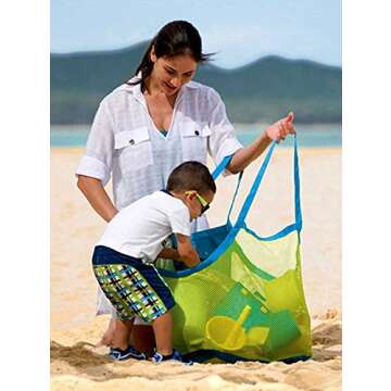 SupMLC Extra Large Mesh Beach Bag - Perfect Tote for Toys & Towels