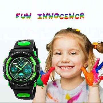 Boys Watches Ages 11-15 Waterproof, Kids Digital Sport Waterproof Watch for Kids Birthday Presents Green Gifts Toys Age 5-16 Teen Boys Girls Children Young Outdoor Electronic Watches Alarm Stopwatch