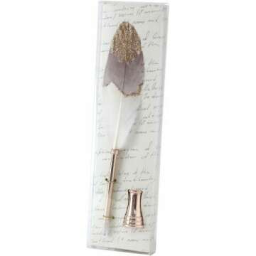 SPICE OF LIFE Feather Quill Pen & Stand Holder Ballpen Set, Office/School Accessories