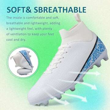 Soccer Cleats Mens Football Cleats Women Tacos de Futbol para Hombre Soccer Shoes for Big Boy Tacos de Futbol Zapatos de Futbol para Hombres Outdoor Soccer Shoes High Top Football Boots AG/FG