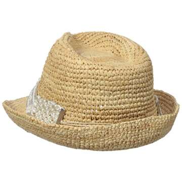 Physician Endorsed Women's Malia Crochet Raffia Sun Hat with Macrame Trim, Rated UPF 30 for Sun Protection, White, Adjustable Head Size