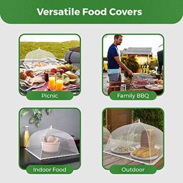 Simply Genius (6 Pack) Large and Tall 17x17 Pop-Up Mesh Food Covers Tent Umbrella for Outdoors, Screen Tents, Parties Picnics, BBQs, Reusable and Collapsible Food Tents - Food Covers for Outside Mesh