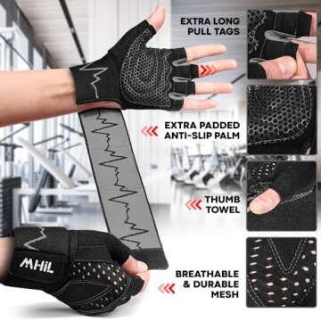 MhIL Workout Gloves for Men – Comfortable Gym Gloves for Men with Enhanced Grip for Safety and Hand Protection – Weight Lifting Gloves for Men with Wrist Wraps Support for Performance Boost and Style