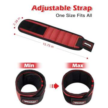 Best Gift for Men Vastar Magnetic Wristband, Tool Belt with 5 Powerful Magnets for Holding Screws, Nails, Bolts, Drill Bits, Fasteners, Scissors