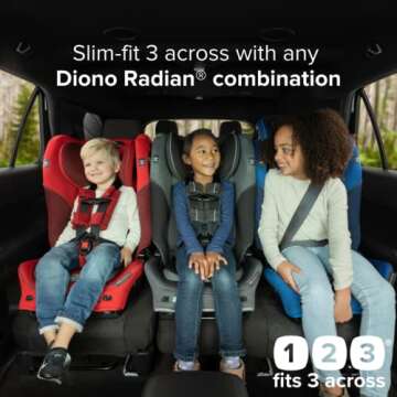 Diono Radian 3QXT SafePlus 4-in-1 Rear and Forward Facing Convertible Car Seat, Safe Plus Engineering, 4 Stage Infant Protection, 10 Years 1 Car Seat, Slim Fit 3 Across, Purple Plum