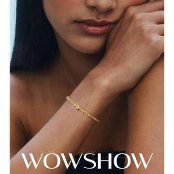 Wowshow Gold Bracelets for Women Strand Gold Beaded Bracelets Initial Bracelet with Letter A Charm 18K Gold Plated Bead Ball Bracelet Gold Jewelry Gifts for Women Mother's Day Christmas