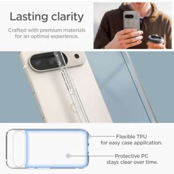 Spigen Ultra Hybrid Designed for Pixel 9 Case/Pixel 9 Pro Case (2024) [Anti-Yellowing], [Military-Grade Protection] - Crystal Clear