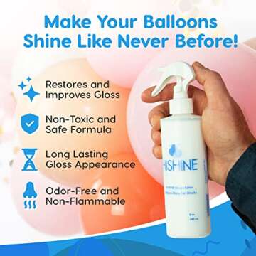 Hi-Shine Balloon Spray 8 oz - Instant Gloss & Vibrant Finish - Enhance Party Decor - Birthdays, Weddings, Special Events - Easy Application - Long-Lasting Results - Elevate Your Celebration