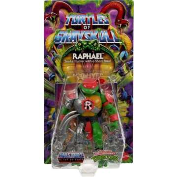 Masters of the Universe Origins Turtles of Grayskull Raphael Reptile Wars Posable Action Figure, Teenage Mutant Ninja & Motu Crossover Hero Raph Toy