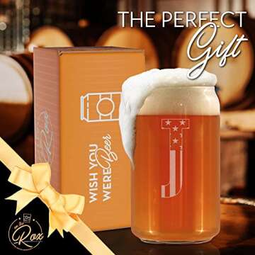 Engraved Monogram Beer Glasses for Men - Great Gifts