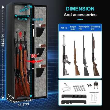 EMAXEE 4-5 Rifle Gun Safe, Gun Cabinet for Home Rifle and Pistols with Upgraded Digital Keypad and LED Light, Quick Access Gun Safes & Cabinets with Removable Shelf and Rifle Racks