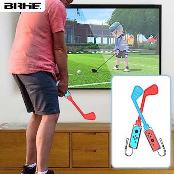 BRHE Nintendo Switch Sports Accessories,12 in 1 Switch Sports Accessories Bundle for Nintendo Switch Sports Games,Family Accessories Kit for Switch/OLED Sports Games with Leg Strap,Golf Clubs,Tennis Rackets,Sword Grips