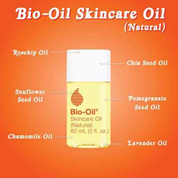 Bio-Oil Skincare Oil, Serum for Scars and Stretchmarks, Face Body Moisturizer Dry Skin, with Organic Jojoba Oil Vitamin E, Natural Rosehip For All Skin Types, 4.2 oz