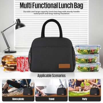 douyadady Lunch Bag Women/Men Lunch Box Women/Men (black)