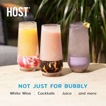 Host Champagne Freeze Stemless Chilling Wine Glasses, 9oz Set of 2, Freezer Cooling Cups, Insulated Flute Gifts for Women, For Mimosas, Prosecco and Bubbly, Marble