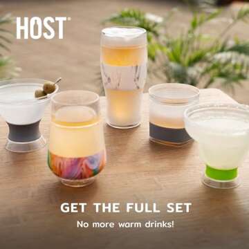 Host Champagne Freeze Stemless Chilling Wine Glasses, 9oz Set of 2, Freezer Cooling Cups, Insulated Flute Gifts for Women, For Mimosas, Prosecco and Bubbly, Marble