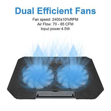 Laptop Cooling pad Laptop Cooler Stand Laptop Fan Cooling pad for 11-15.6 Inch Gaming Notebooks, 2 Turbine Fans,4 Angle Adjustable Laptop Cooling Stand (Black)